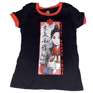 Girls Disney Parks Mulan Graphic Tee Size L Black Red